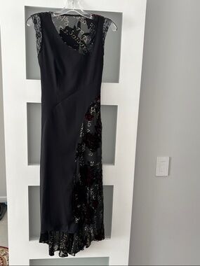 Debbie Shuchat  Black Maxi Dress with Sheer Floral Inset